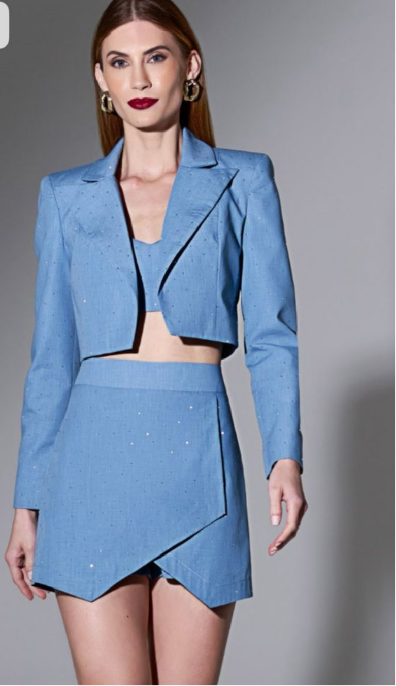 Tri Set Of Blazer, Skirt And Top