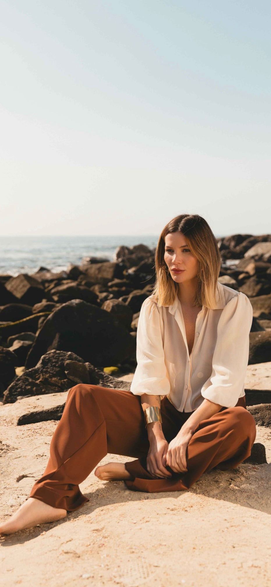 See Through Cropped Dressy Shirt