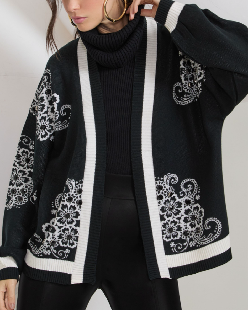 Embroided Sweater Black and With