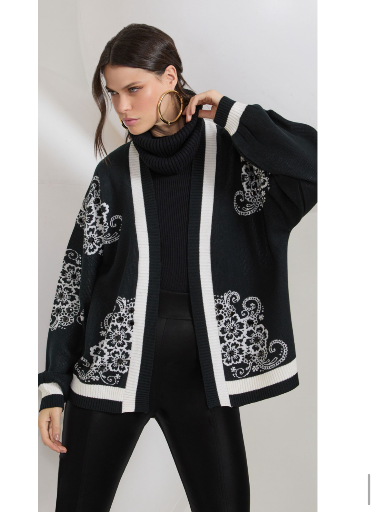 Embroided Sweater Black and With