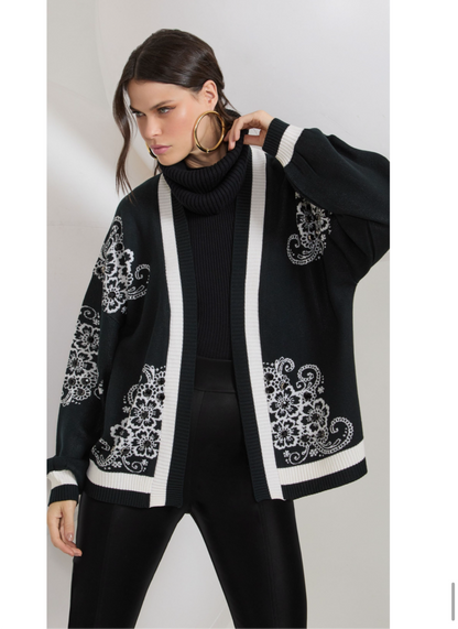 Embroided Sweater Black and With