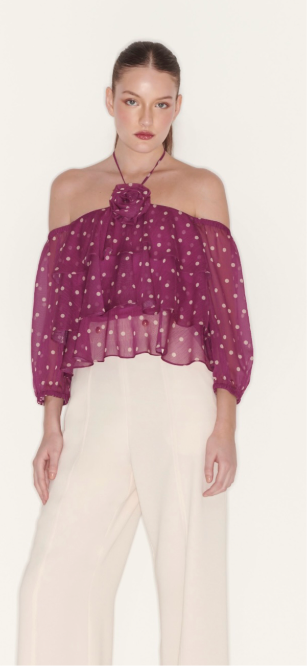 Off The Shoulder Polka Dot Top